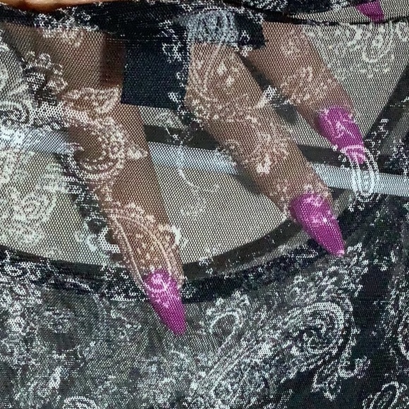 INC International Concept NEW - Sz XS - 2pc tank top and paisley mesh top layer - Picture 3 of 7